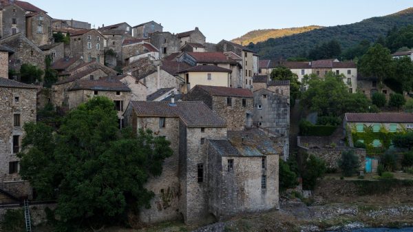 View of the medieval village of Olargues