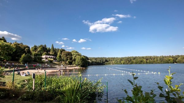 The campsite offers access to the lakeside beach