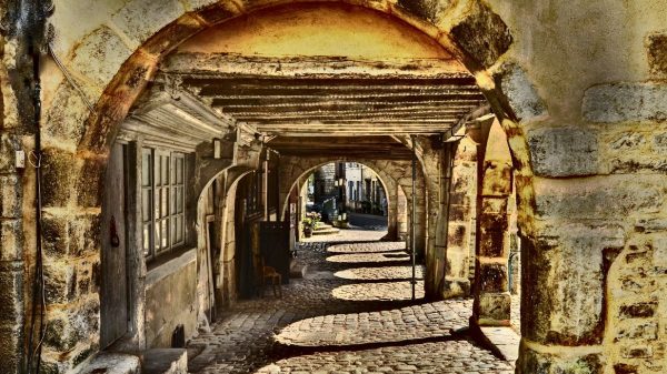 The medieval arcades of Noyers