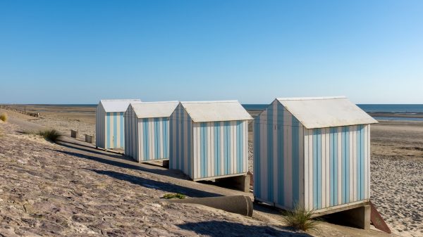 The beach huts on Hardelot beach in Neufchâtel-Hardelot