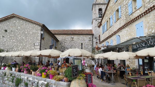 The church of Gourdon, near a pretty little square