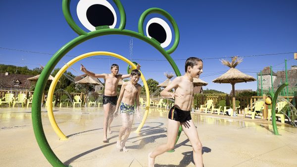 Die Splash Pads des Campingplatzes