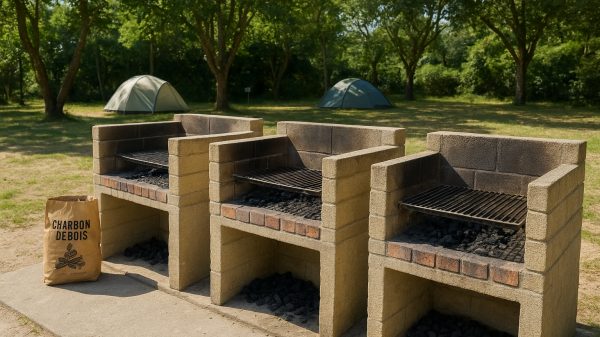 Exemple de barbecue collectif dans un camping