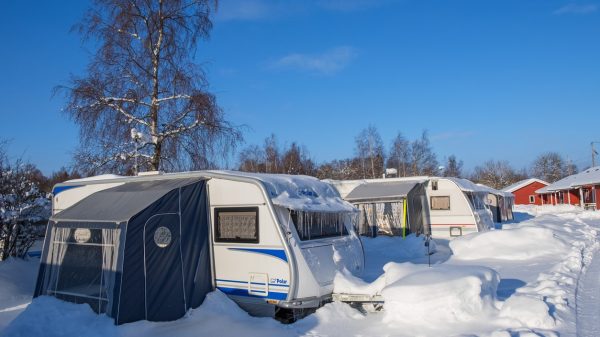 Caravan awning, essential in winter
