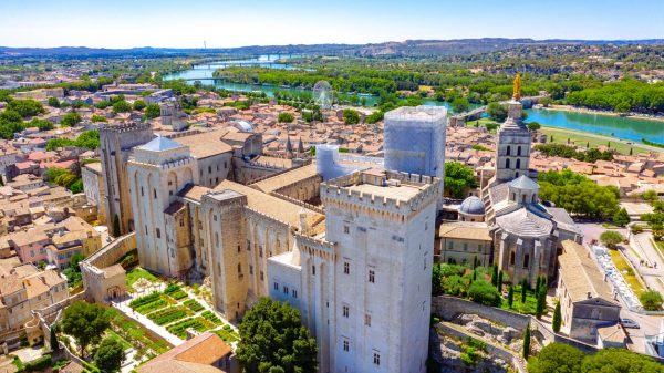 Pont d’Avignon avec Palais des Papes et Rhône, Pont Saint-Benezet