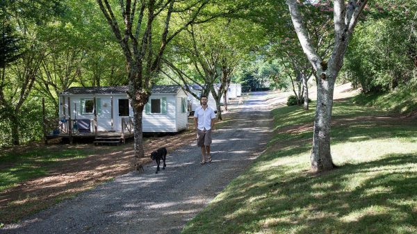 Wandeling in de autovrije laan van de camping
