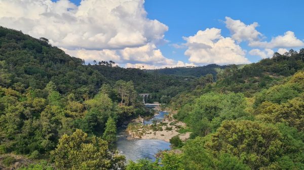 The railway viaduct of the Cévennes steam train, and the chance to cool off in the Gardon...
