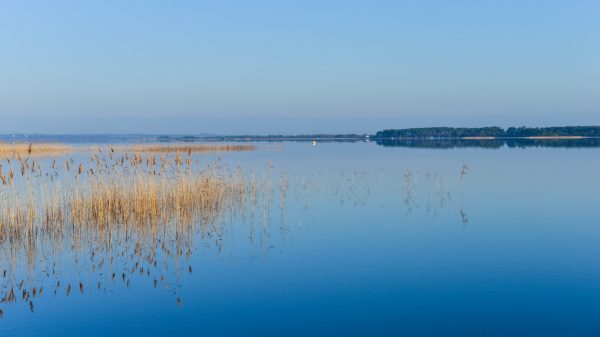 The lake’s shores at sunrise