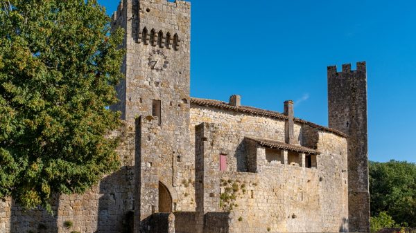 A tower and the ramparts of the fortified town of Larressingle