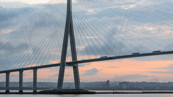 The majestic Normandy Bridge at sunrise 