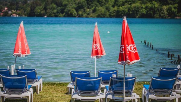 Beau Rivage private beach, Charavines