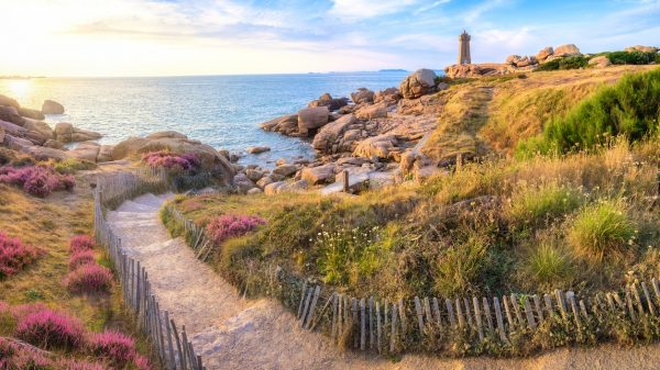 Ploumanach Lighthouse at golden hour in Perros-Guirec 