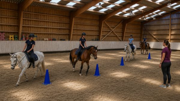 Leçon d'équitation au centre équestre