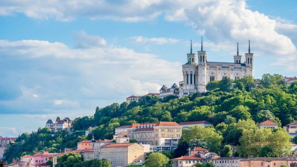 Notre Dame de Fourvière Basilica overlooking the city of Lyon 