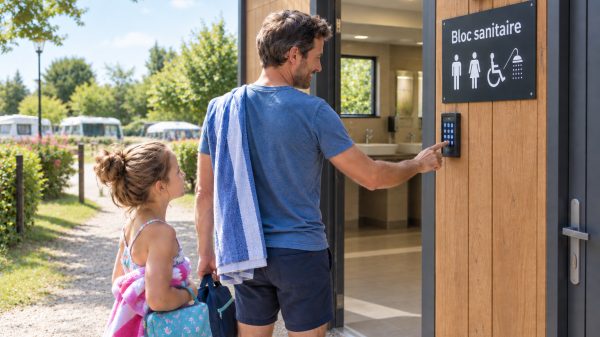 Bloc sanitaire accessible avec le code.
